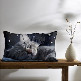 2 Pcs Cats And Starry Sky Art Bedroom Satin Print Soft Skin Friendly Pillowcases Suitable For All Seasons