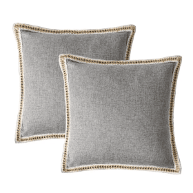 A Set Of Two-piece Retro Linen Trimmed Pillowcases