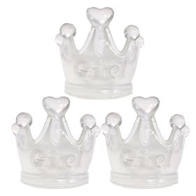 Translucence Crown Drawer Knobs Girls Room Wardrobe Handle Pulls Decor, 3 Pcs
