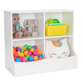 4-Cubby Kids Bookcase with Footboard