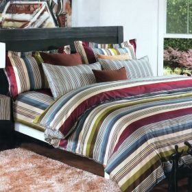 Blancho Bedding - [Cottage Stripe] Luxury 5PC Comforter Set Combo 300GSM (Queen Size)