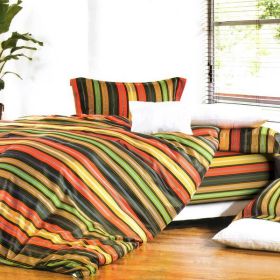 Blancho Bedding - [Colorful Stripe] Luxury 5PC Comforter Set Combo 300GSM (Full Size)