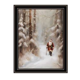 Trendy Decor 4U Santa's Winter Stroll Black Framed Wall Art for Living Room, Holiday Wall Art Print for Home Decor, Bedroom Wall Art by Jo Moulto
