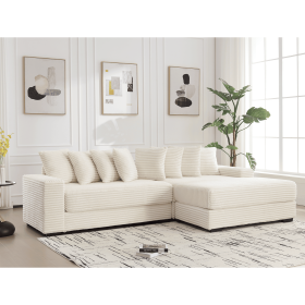 [NEW ARRIVED] [VIDEO PROVIDED] Oversized Two-Piece Couches, L Shaped Sofa, Corduroy, Right Chaise Daybed,with Armrests,Eight Throw Pillows,Corner