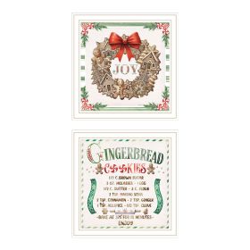 Trendy Decor 4U 2- Piece Vignette Gingerbread Wreath White Framed Wall Art for Living Room, Bedroom Wall Art Print for Home Decor by Nicole DeCam