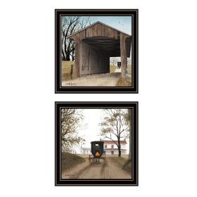 Trendy Decor 4U 2- Piece Vignette Headin' Home, Miller's Creek Bridge Black Framed Wall Art for Living Room
