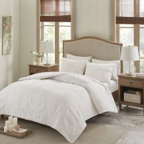 3 Piece Tufted Cotton Chenille Palm Comforter Set