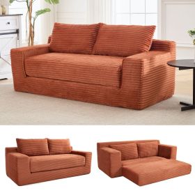Loveseat Sofa with Memory Foam & Steel Frame - No Assembly, Convertible 2-in-1 Design, Corduroy Fabric - Compact Couch for Small Spaces, Apartmen