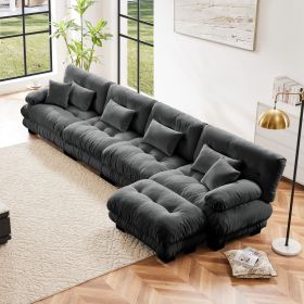 Free Combination, Modular Sectional Sofa,L Shaped Couch for Living Room, 4-Seater Comfy Cloud Couch with Convertible Ottoman, , Chenille Gray