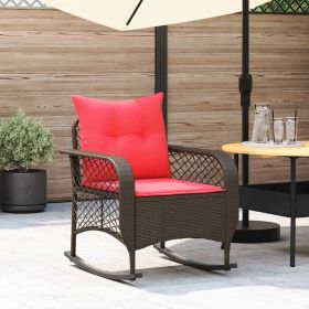 Patio Rocking Chair with Cushions Brown Poly Rattan