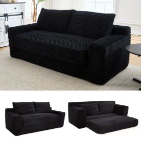 Loveseat Sofa Bed with Memory Foam & Steel Frame - No Assembly, Convertible 2-in-1 Design, Corduroy Fabric - Compact Couch for Small Spaces