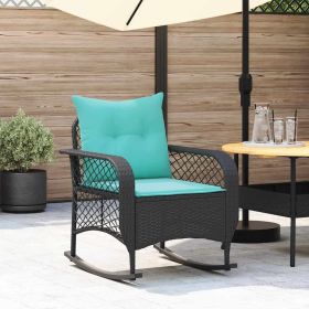 Patio Rocking Chair with Cushions Black Poly Rattan