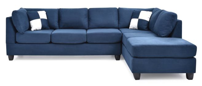 Malone G630B-SC Sectional (Without Ottoman) , NAVY BLUE