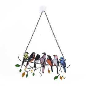 1set, Wrought Iron Bird Ornament Metal Model 4 Birds 7 Birds Pendant Painted Spray Paint Welding Handicraft Window Decoration, Garden Patio Decor (Color: 7 Birds Metal Style)