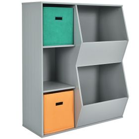 Kids Toy Storage Cabinet Shelf Organizer (Color: Gray)