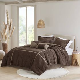 7 Piece Micro Corduroy Comforter Set (Color: as Pic)