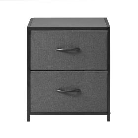 2 Drawer Fabric Storage Nightstand for Bedroom (Color: GREY)