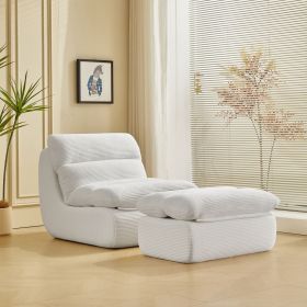 Modern Compressed Lounge Chair with Ottoman, Cozy Corduroy Recliner for Small Spaces, Living Room, or Bedroom (Color: as Pic)
