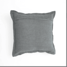 Linen Printed Cushion With Fringes  Brown (Option: Granite)